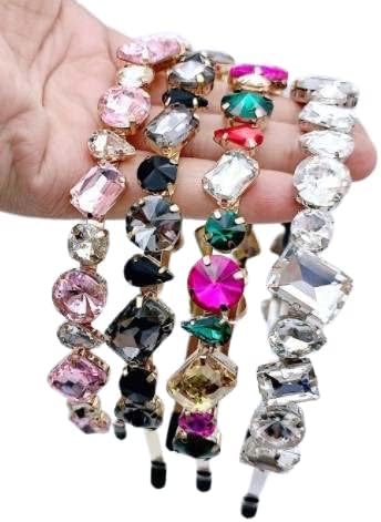 Miniatura 3 de Diadema de cristal con diamantes de imitación (blanco y plateado)