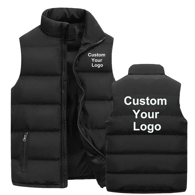 Gilet à Capuche Personnalisable Homme Cardigan Léger Sans Manches - Fermeture Éclair DIY Logo