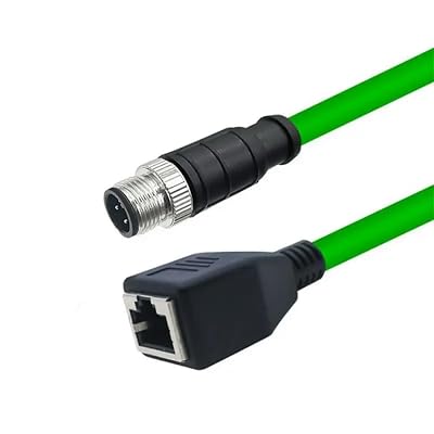 for Industrial Line Extension Wire D Type RJ45 4 Pin Male to RJ45 Female Shielded CAT6 Ethernet Network Cable 1M