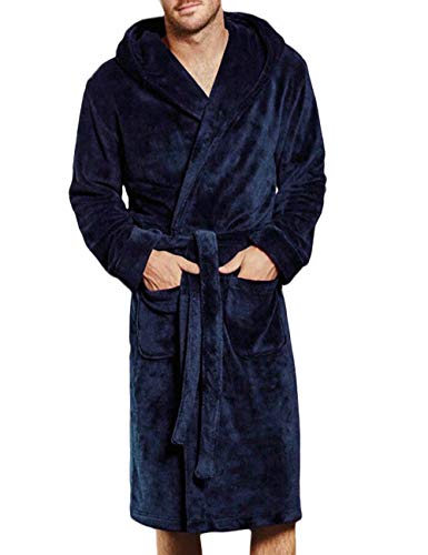 Men's Oversize Tie Front Velour Nightwear Bathrobes Long Sleeve Knee Length Surplice Night Sleepwear Pajama
