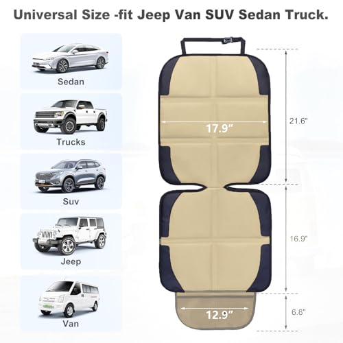 Image of Car Seat Protector for Child Car Seat, 2 Pack Baby Car Seat Covers with Mesh Pockets & Non-Slip Backing 600D Durable Seat Protector