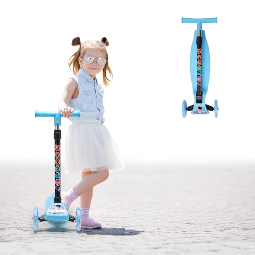 Kids Scooter, 3 Wheel Kids Scooters Ages 3-5, Folding Lean-to-Steer Toddler Kick...