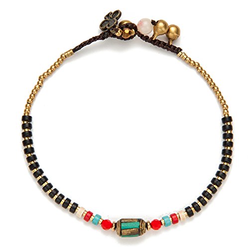 Image of kelistom Bohemian Ankle Bracelets for Women Handmade Natural Stone Beaded Chain Anklet
