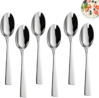 Soup Spoons Set of 6, YFWOOD 8.8 '' Heavy Duty Stainless Steel Dinner Spoons Dessert Spoons Teaspoons, Serving Spoons for Banquet Restaurant, Mirror Polished, Dishwasher Safe