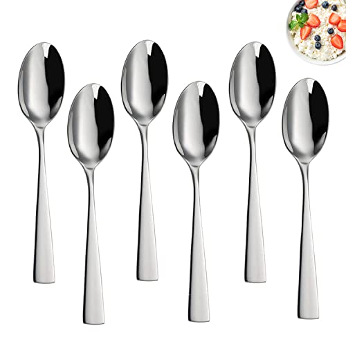 YFWOOD - Juego de 6 Cucharas de Sopa de Acero Inoxidable, Pulido con Espejo, Apto para Lavavajillas Cover