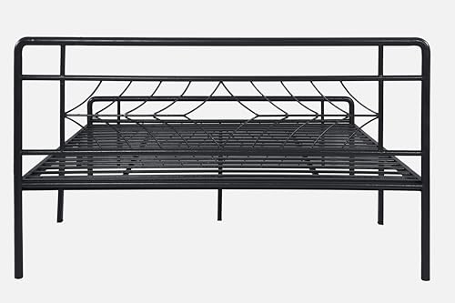 Image of Vara Metal King Size Bed Without Storage | Wrought Iron Double Bed with Headboard & Footboard | Sturdy Powder Coated Platform Bed King Size Cot for BedroomLivingRoom Black (75x72)