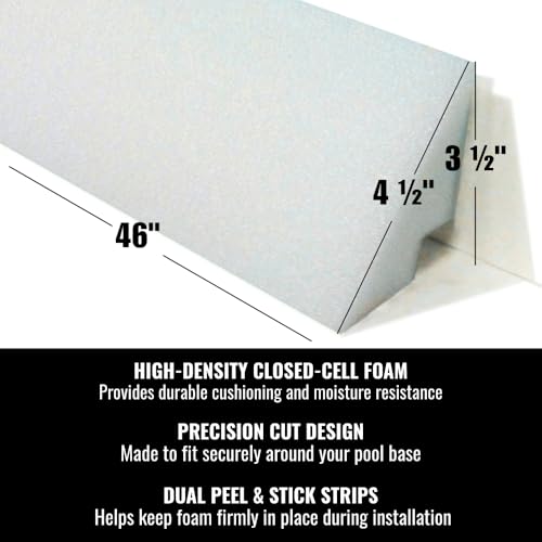 Image of Freetime Fun 46 inch 23 PCS Peel and Stick Pool Cove for 27' Round Above Ground Pool - Dense Closed Cell Foam Peel and Stick Above Ground Pool Cove with Adhesive Back for Pool Liner Protection