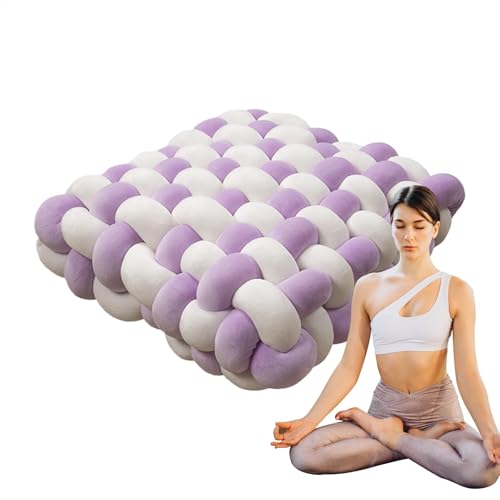 BnyHjir Knot Throw Pillow - Square Knotted Soft Floor Pouf Comfortable - Elastic Decorative Throw Pillows for Meditation, Reading, Rest, Sleeping