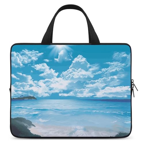 Housse antichoc pour ordinateur portable 17" légère avec poignée et motif paysage marin tropical