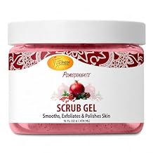 SPA REDI Exfoliating Scrub Pumice Gel, Pomegranate, 16 oz - Manicure, Pedicure and Body Exfoliator Infused with Hyaluronic Acid, Amino Acids, Panthenol and Comfrey Extract