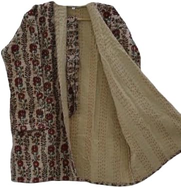 Floral Printed Indian Handmade Quilted Jacket Women's Wear New Kantha Coat Block Print Hand Stitch Jacket