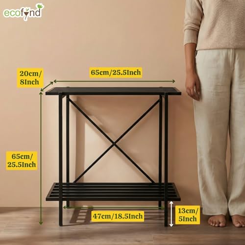 Image of ecofynd Adam Plant Stands for Outdoor Balcony, Flower Pot Stand for Indoor Plants, Large Metal Planter Stand for Living Room, home decor, Indoor & Outdoor plants, 2 Tier, (26 Inch, PS049-BLK)
