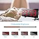 ThreeH Radio-Digitaluhr mit USB-Telefonladegerät 7,3’’ LED Curved-Screen-Display mit Dimmer 2 Weckereinstellung Funkuhr für Schlafzimmer Rot