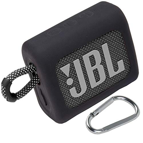 co2CREA Silicone Carrying Case Replacement for JBL GO3 Go 3 Waterproof Ultra Portable Bluetooth Speaker (Silicone Black Case)