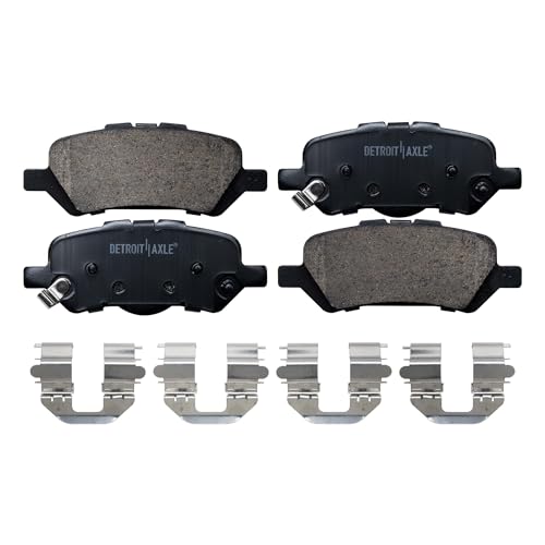 Image of Detroit Axle - Rear Ceramic Brake Pads with Hardware Set Replacement for 2009 2010 2011 2012 2013-2016 Toyota Venza - 2pc Set