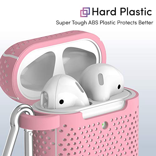 TALK WORKS Capa para AirPods com chaveiro – Capa protetora rígida de silicone para AirPods com clipe