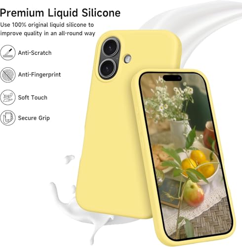 Image of Back Cover Compatible with iPhone 17 Case (6.3) Soft Touch Slim Liquid Silicone Full Protection Shock Proof Back Cover for iPhone 17 (SC Yellow)