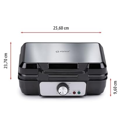 Alpina Waffeleisen – Brüsseler Waffeln – Antihaftbeschichtung – 2 Waffeln – 1000 W – Schwarz – Bild 5