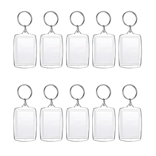 Yukiyi 10 Pcs Large Acrylic Blank Keyrings Double Sided Blank Insert Keychains with Split Ring for Women, Family, Friends - Personalised Clear Photo Key Rings