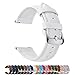 Fullmosa 14mm 16mm 18mm 19mm 20mm 22mm 24mm Bracelet Montre en Cuir Véritable, 12 Couleurs Axus Montre Bracelet à Dégagement Rapide,18mm Blanc