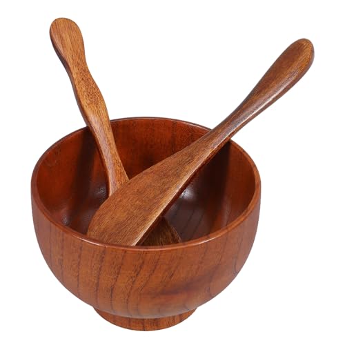 Homoyoyo Kit para Mezclar Faciales de Madera Maciza Set de 3 Piezas con Cuenco Cuchara y Espátula para Cuidado Facial en Spa y Uso Doméstico