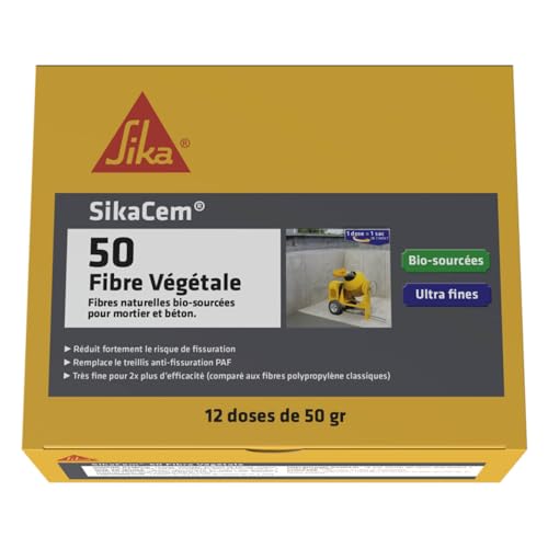 SIKA - Fibres naturelles bio-sourcées - SikaCem-50 Fibre Végétale blanc - Pour bétons, chapes...
