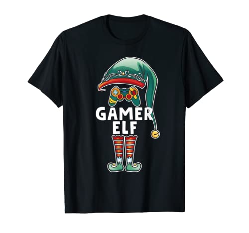 Gamer Elf Matching Family Christmas Funny Pijama Camiseta