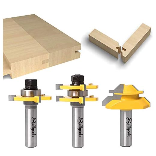 Tongue and Groove Router Bit Tool Set, SellyOak 1/2 Shank Tongue&Grooving Router Bits + 1/2 Shank 45° Lock Miter Router Bit, Wood Milling Cutter Woodworking Tools on Router Table/Base Router etc.