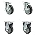 Swivel Caster Set of 4 with 2 Brakes and 2 Rigid - 5 Inch Thermoplastic Rubber Wheel ? 300 lbs. Capacity Per Caster ? 4 Inch x 4-1/2 Inch Overall Top Plate ? Service Caster Brand