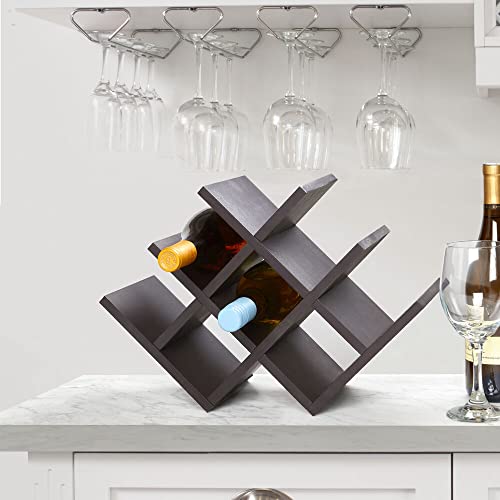 Kamenstein Butterfly Countertop Free-Standing Wooden Wine Rack, Dark Brown, 8-Bottle - - Image 3