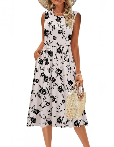 Image of Zeagoo Women's Summer Tank Midi Dress with Pockets Floral Sleeveless A-Line Casual Loose T-Shirt Dresses Beach Sundress 2026