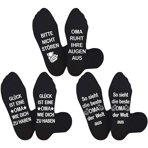 Jeasona 3 Paare Oma Socken Oma Geschenk Weihnachten Geschenke für Oma Weihnachten Geschenk Oma Geburtstag Geschenke für Oma von Enkel Sinnvolle Besondere Geschenke für Oma Beste Oma