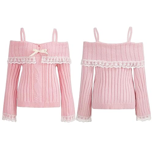 Image of Fairy Grunge Shirts for Women Y2K Tops Long Sleeve Lace Patchwork Tees Teen Girls Vintage Slim Blouse Fall Clothes