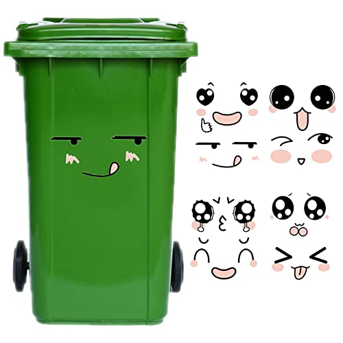 Mülltonnen Aufkleber Mülltonnenaufkleber Mülleimer Sticker, 8 Stück Kühlschrank Aufkleber, Wetterfest, Klebstoff Karikatur Ausdrücke, für Kühlschränke, Mülleimer, Wände, Kisten,Toilettendeckel Cover