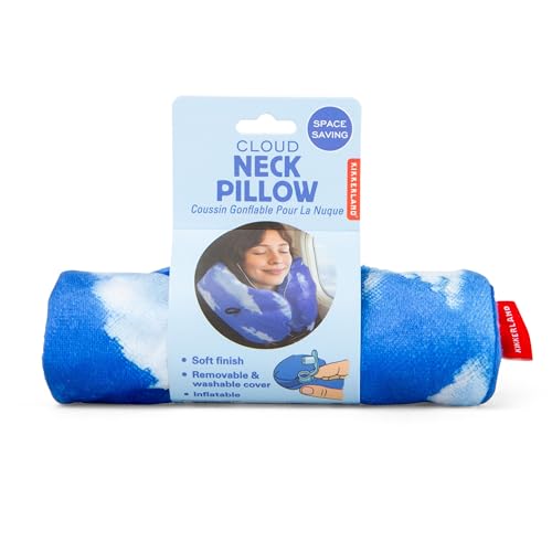Almohada Inflable Tradicional de Viaje Azul miniatura 1