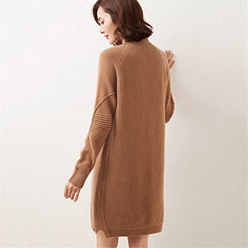 Robe cachemire col montant femme robe hiver chaude mi-longue ample bleu paon - 4