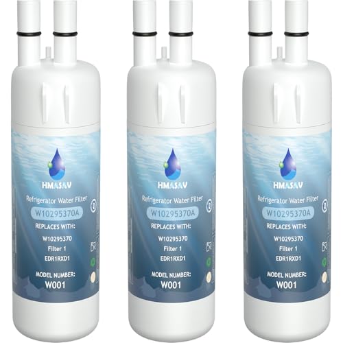 Image of HMASAV W10295370A Water Filter Replacement, Compatible with Whirlpool EDR1RXD1, Everydrop Filter 1, EDR1RXD1B, W10295370, WHR1RXD1, KAD1RXD1, P4RFKB2, P8RFWB2L, 46-9930, 46-9081 3PACK