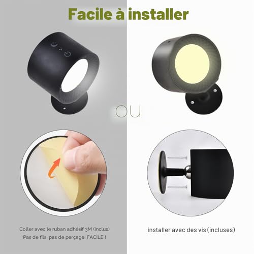 Applique Murale Intérieur avec Télécommande Touch Lampe Murale LED sans Fil – vue 5