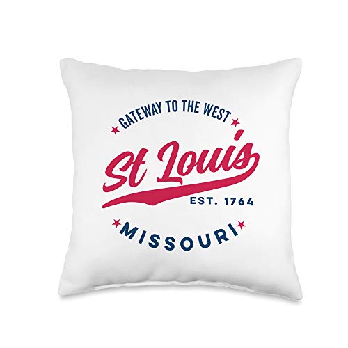 Vintage St Louis Gateway to the West Red Blue Throw Pillow