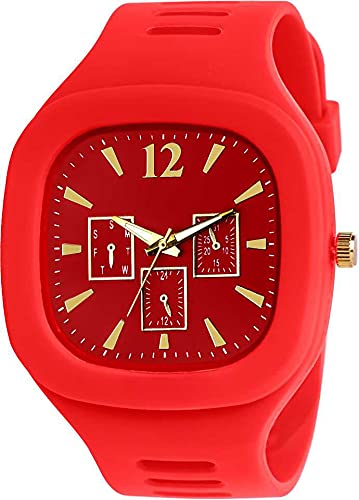 ZUPERIA Red Square Analog Silicon Strap Stylish Designer Analog Watch for Boys (B0CWRPQJWN) Amazon Price History, Amazon Price Tracker