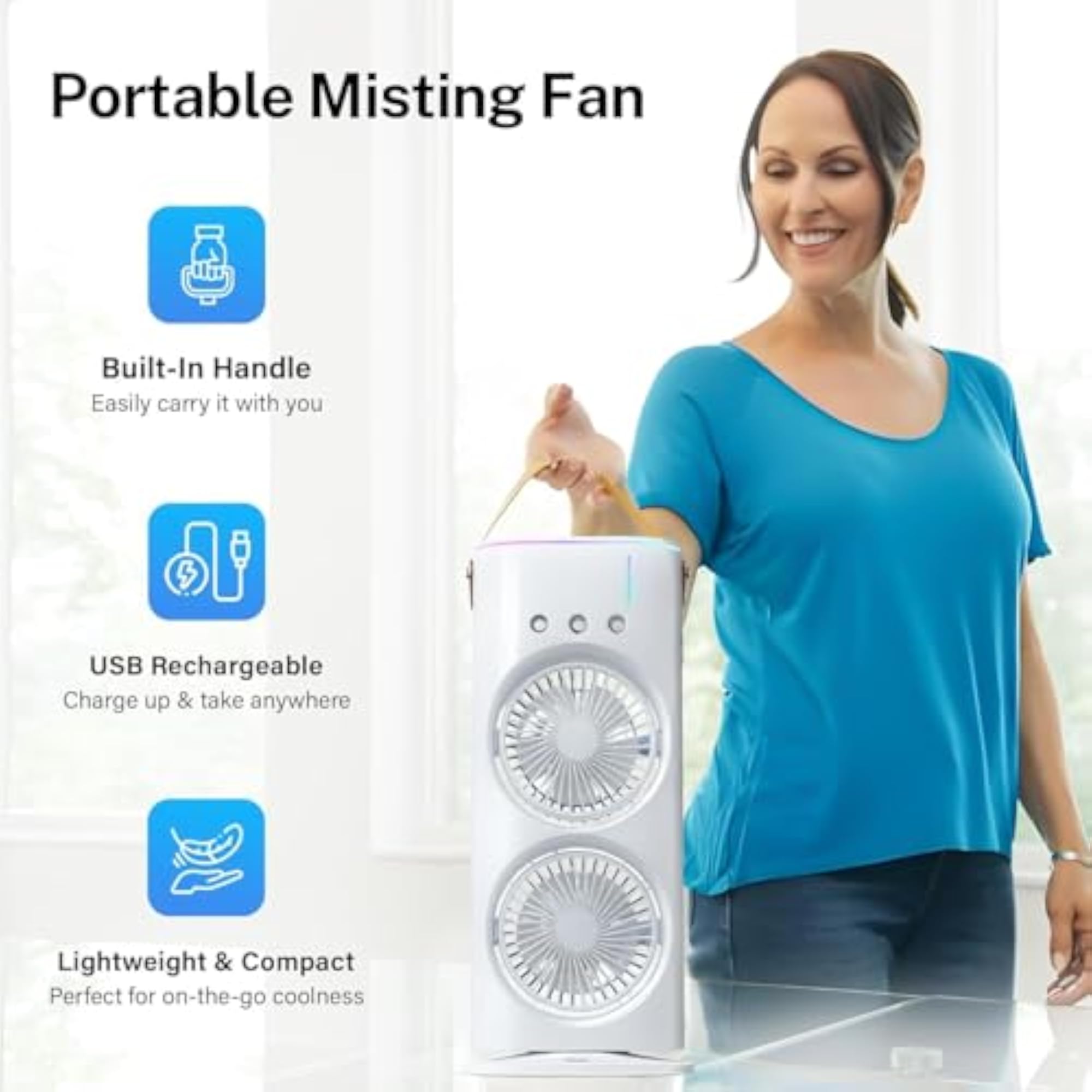 Electric Desktop Double-Head Powerful Air Cooler with Remote
