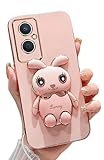 for OnePlus Nord N30 5G Case 3D Cute Cartoon Hidden Rabbit Kickstand Design for Women Girls,Luxury Plating Glitter Soft Silicone Girly Phone Case with Camera Protection Cover for OnePlus N30 5G Pink