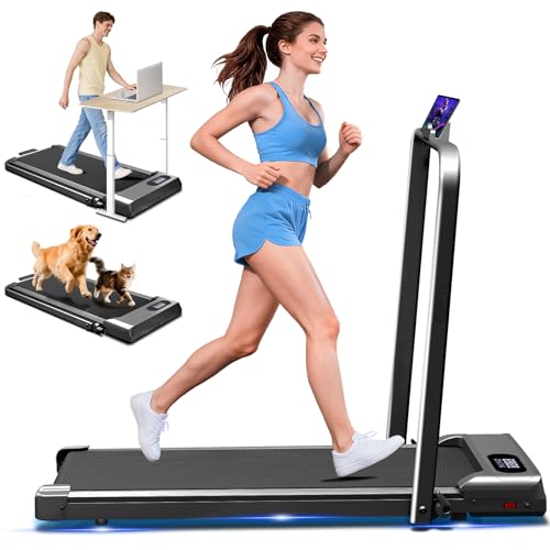 Walking Pad with Incline 2.5HP Walking Pad Treadmill 3 in 1 Portable Under Desk Treadmills for Home Small Space Foldable Home Walk Pad with Remote Control 350LBS Capacity (Black-A)