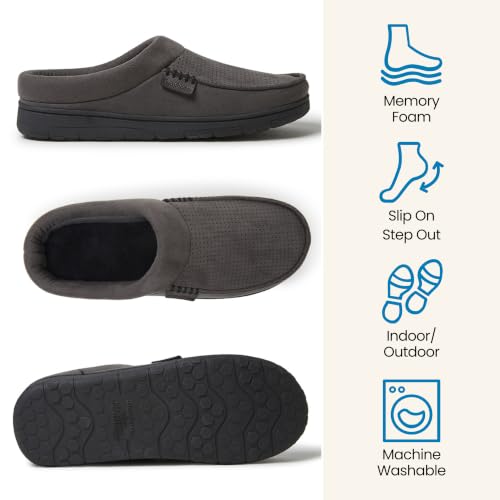 Image of Dearfoams Men's Brendan Indoor /Outdoor Breathable Memory Foam Clog House Shoe with Wide Widths Slipper