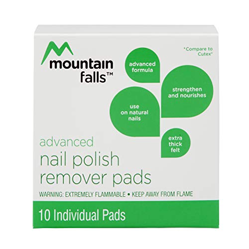Mountain Falls Advanced Formula Nail Polish Remover Pads with 96% Acetone, for Natural Nails, 10 Count