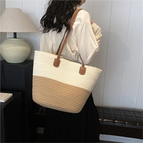 Summer Large Capacity Straw Bag For Women Knitted Straw Top Handle Outdoor Travel Totes Bags Armpit4