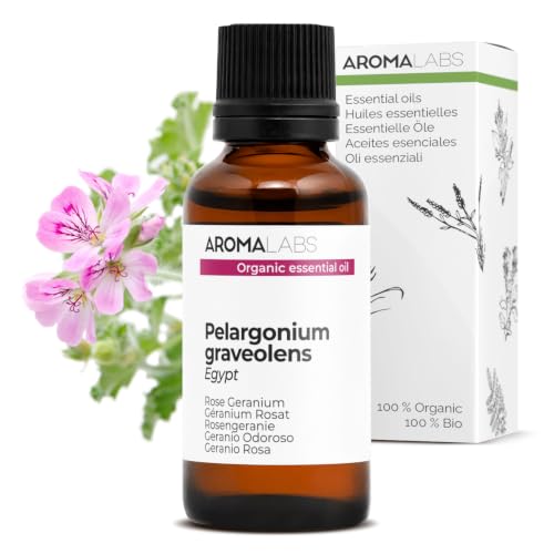 Geranio Rosado BIO (Pelargonium graveolens - Egipto) - 30 mL - Aceite Esencial Quimiotipado y Certificado AB - Aroma Labs