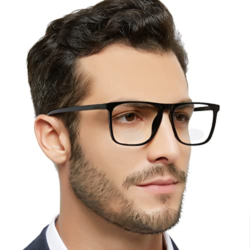 OCCI CHIARI Lunettes de lecture bifocales bloquant la lumière bleue pour homme - Lunettes de lecture surdimensionnées pour homme - Charnière à ressort 1 1,5 2 2,5 3 3,5, Noir (bifocal), XL Cover