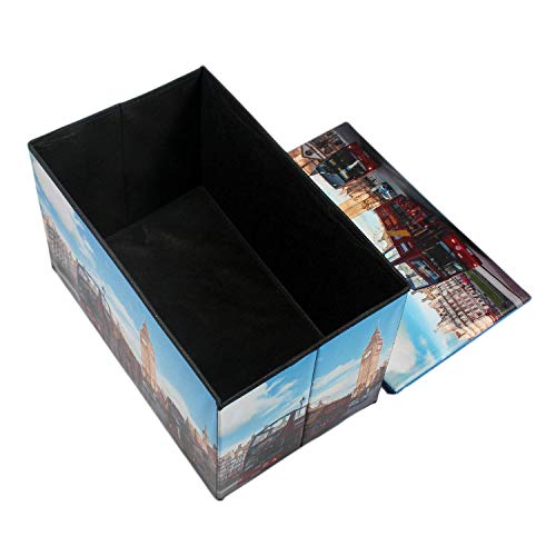 Image of Portable & Foldable Laundry Box Folding /Sitting Stool 49X31X31cm (London Clock Tower) Fabric