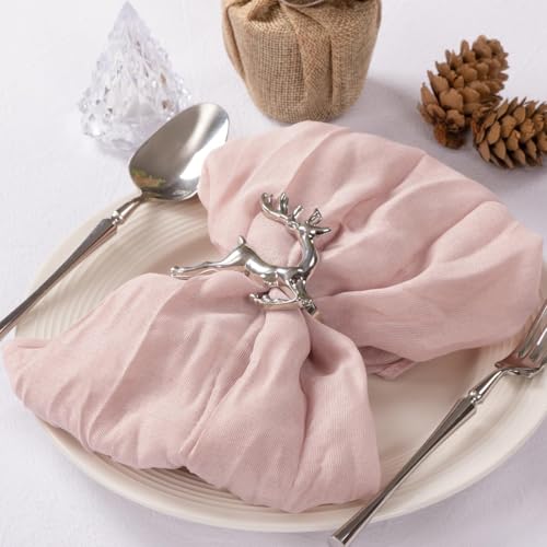 Image of MLMC 100 Pack Cheesecloth Napkins Bulk Dinner Cloth Napkins 21 inchx21 inch Boho Reusable Napkins in Bulk for Bridal Shower Baby Shower Events Table Decor Dusty Pink